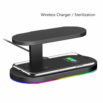 

3 in 1 Wireless Charger UV Lamp Sterilizer Portable Qi 15W Fast Charging Station Stand For iPhone 11 Apple Watch 5 4 Airpods Pro
