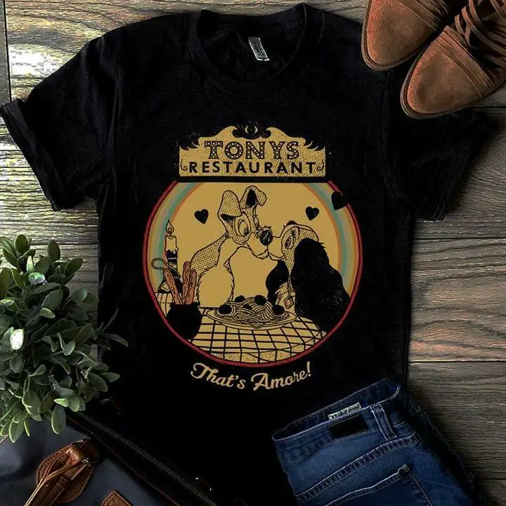 

Lady & The Tramp Restaurant That'S Amore Men'S Black T Shirt Cotton S 4Xl Long Sleeve Hoddies unisex hoddie short sleeve Tee Shi