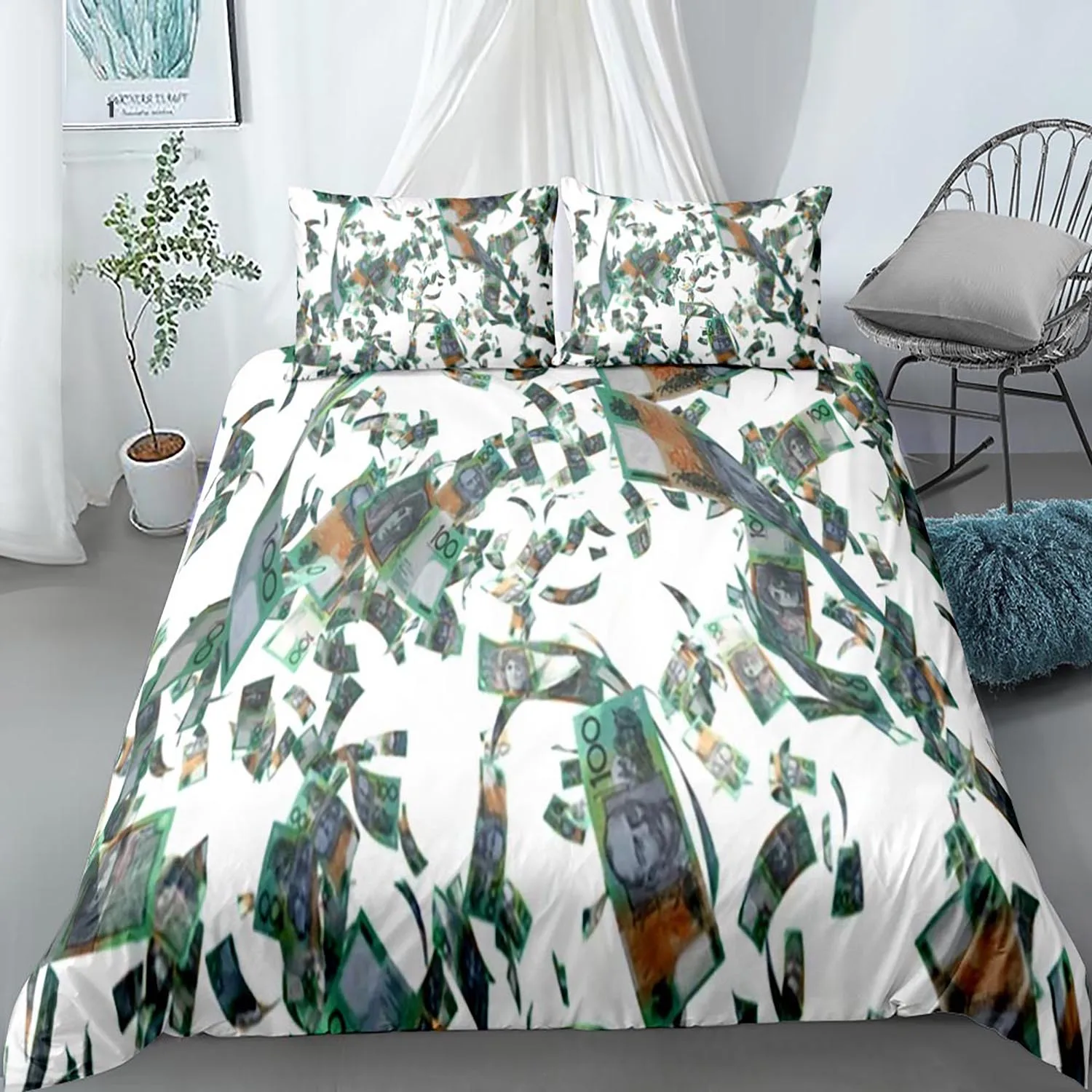 Funny Design Money Dollar Bedding Set Single Twin Full Queen King Size Money Bed Set Children's Kid Bedroom Duvetcover Sets 014 