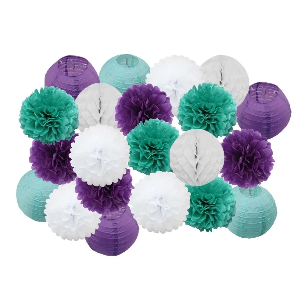 Purple Tiffany Set Новинка 21 шт./компл. зеленый комплект клевера-символа Дня Святого Патрика джемпер Для летних вечеринок украшение круглый Бумага Фонари Свадебный розовый висит Изделия из бумаги - Цвет: Purple Tiffany Set