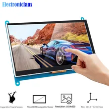 7 cal wyświetlacz LCD z wejściem HDMI, ekran dotykowy 1024x600 rozdzielczości IPS pojemnościowy z ekranem dotykowym systemy dla Raspberry Pi
