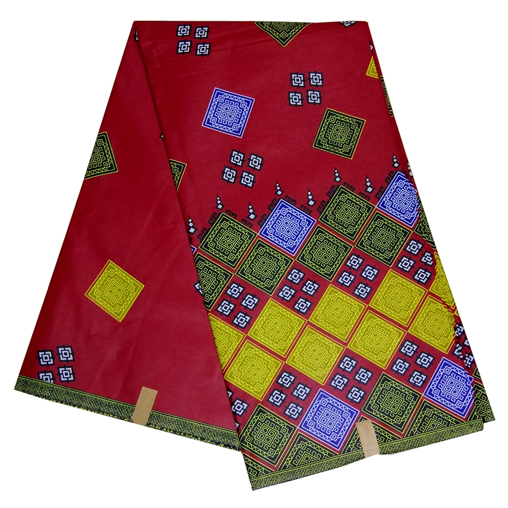 

Ankara African Prints Wax Red Fabric 100% Cotton High Quality Real Dutch Wax Fabric For Party Dress 6yards/lot