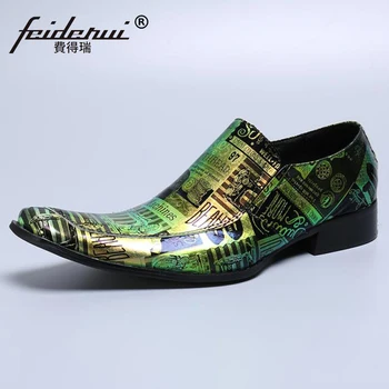 

Plus Size Italian Designer Pointed Toe Slip on Man Club Punk Loafers Genuin Leather Handmade Men's Banquet Casual Shoes SL698