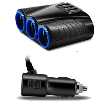 

2019 Car Cigarette Lighter with two usb car charger 3 Way Car Accessories Power Adapter Charger 12-24V Switch Socket Splitter