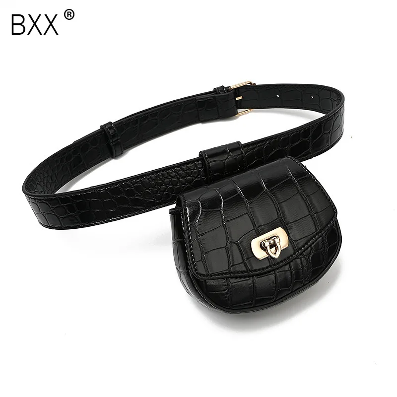 

[BXX] Women's Bag All-match Flap 2020 Autumn Brand Designer Belt Removable Decoration Crocodile Grain Waist Chest Bag HI149