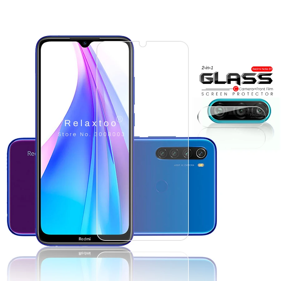 

2-in-1 glass remi note 8t camera tempered glass screen protector for xiaomi redmi note 8t 8 t note8t armor protective film cover