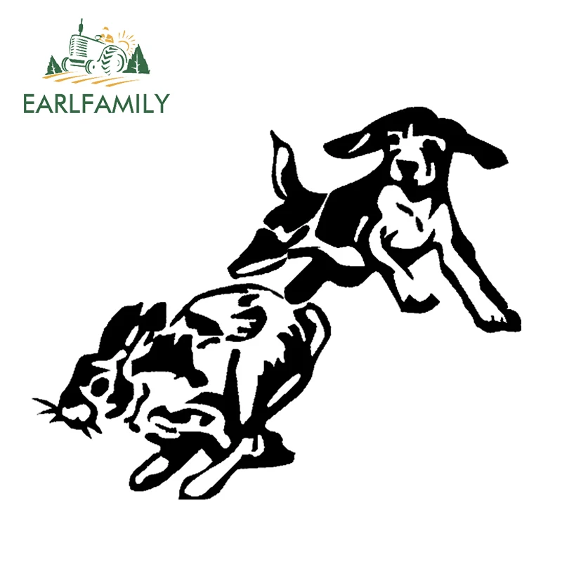 

EARLFAMILY 17cm x 13.7cm Vinyl Decal Beagle Chase Rabbit Dog Puppy Hunting Hunt Sticker Animal Car Styling Stickers Black/Silver