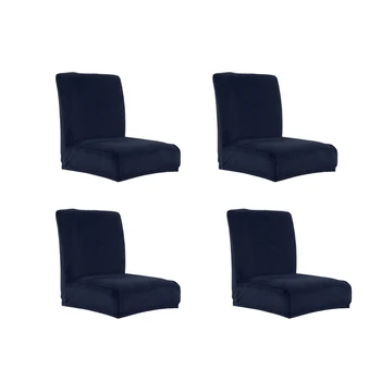 

4xStretch Short Low Back Chair Cover Bar Counter Stool Slipcover Dark Blue