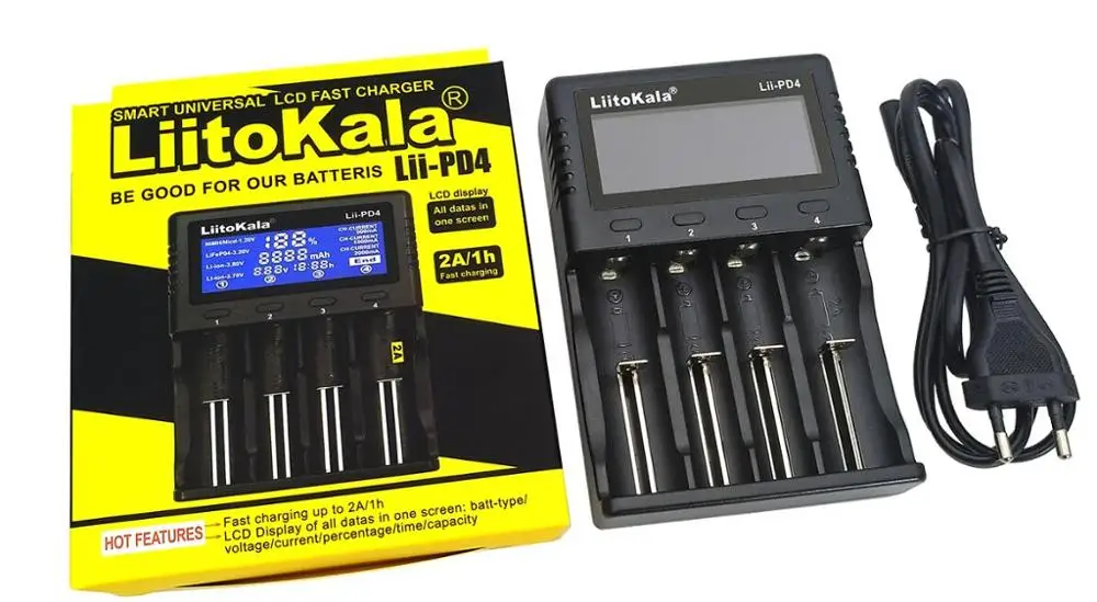 Liitokala Lii-402 Lii-202 100 18650 зарядное устройство 1,2 в 3,7 в 3,2 в 3,85 В AA/AAA 26650 10440 16340 NiMH литиевая батарея умное зарядное устройство - Цвет: Lii-PD4 charger
