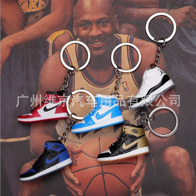 Дропшиппинг aj1 Chicago “не для перепродажи красный” брелок в виде кроссовка Air Jordan 1 3D мини-кроссовки, заблокированный спортивный брелок в виде кроссовка s