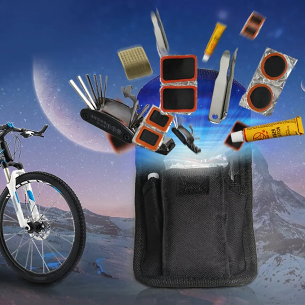 

Bike Bicycle Tire Repair Tools Kit Set Bag Multitool Cycling Service Folding Hex Wrench Tool Bicycle Portable Riding Equipment