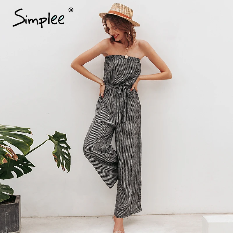 Simplee Off shoulder sexy jumpsuit women elegant Sashes jumpsuit long rompers Summer solid leopard print overalls playsuit 2019 Simplee Off shoulder sexy jumpsuit women elegant Sashes jumpsuit long rompers Summer solid leopard print overalls playsuit 2019