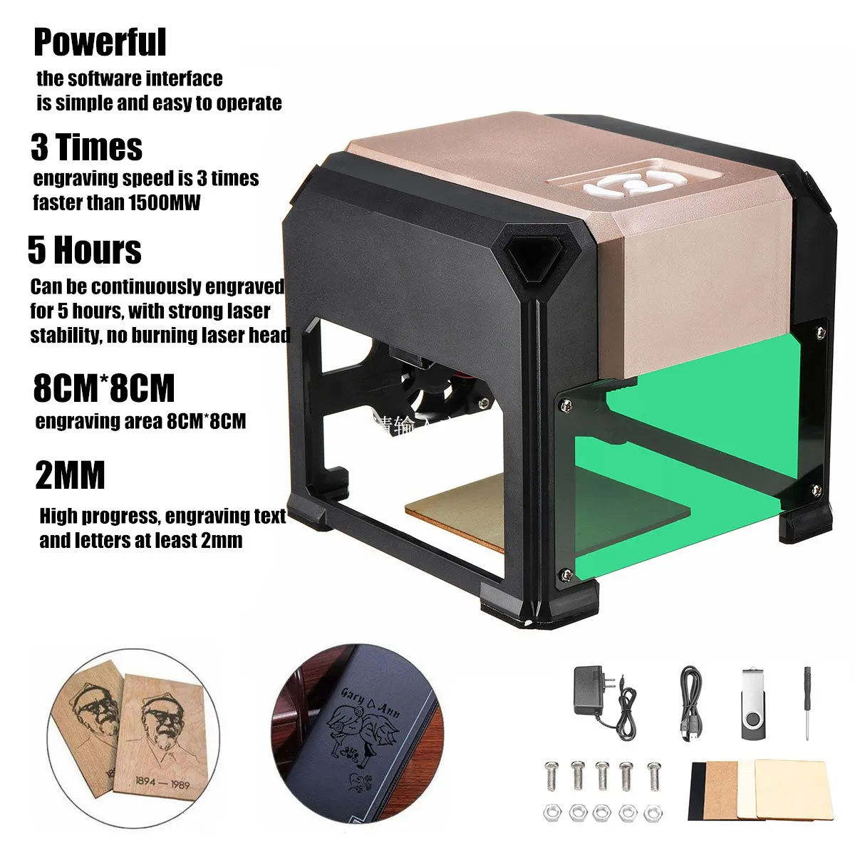 3000mW USB de alta velocidad máquina de grabado láser DIY Logos marca impresora cortador CNC máquin