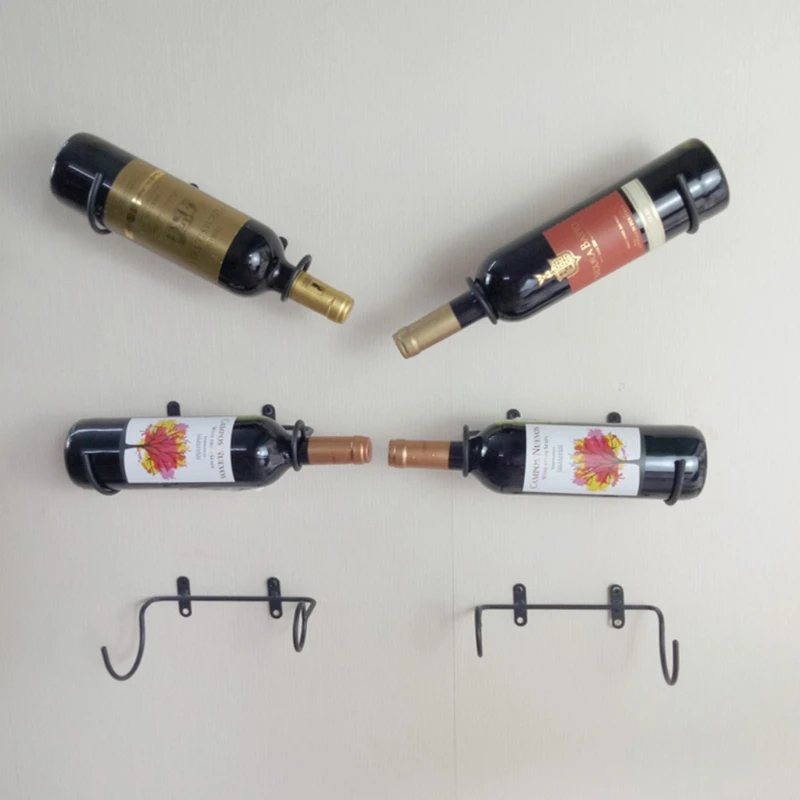 Wine Glass Holder Rack Wine Wall Holder Wall Mounted Wine Rack Metal Bottle Display Holder for Storage Black