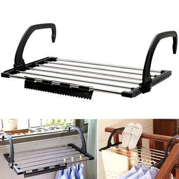 

Multifunctional Folding Balcony Drying Shoe Rack Folding Hanger Clothes Rack Outdoor Storage Rack Bathroom Organizer H99F