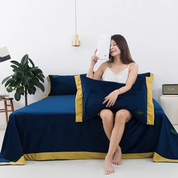 

Warm Soft Crystal Velvet Flat Bed Sheet Mattress Cover Bedding Bed Sheets Double Queen Size Bed Sheets No Pillowcase