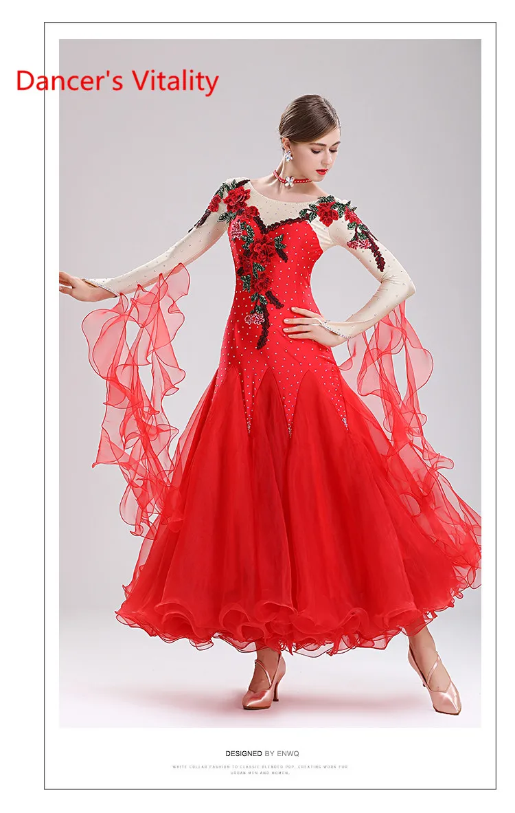 Новинка 2 цвета женское бальное платье для танцев национальный стандарт танцы Вальс платье в джазовом стиле Ladin соревнование сценический костюм