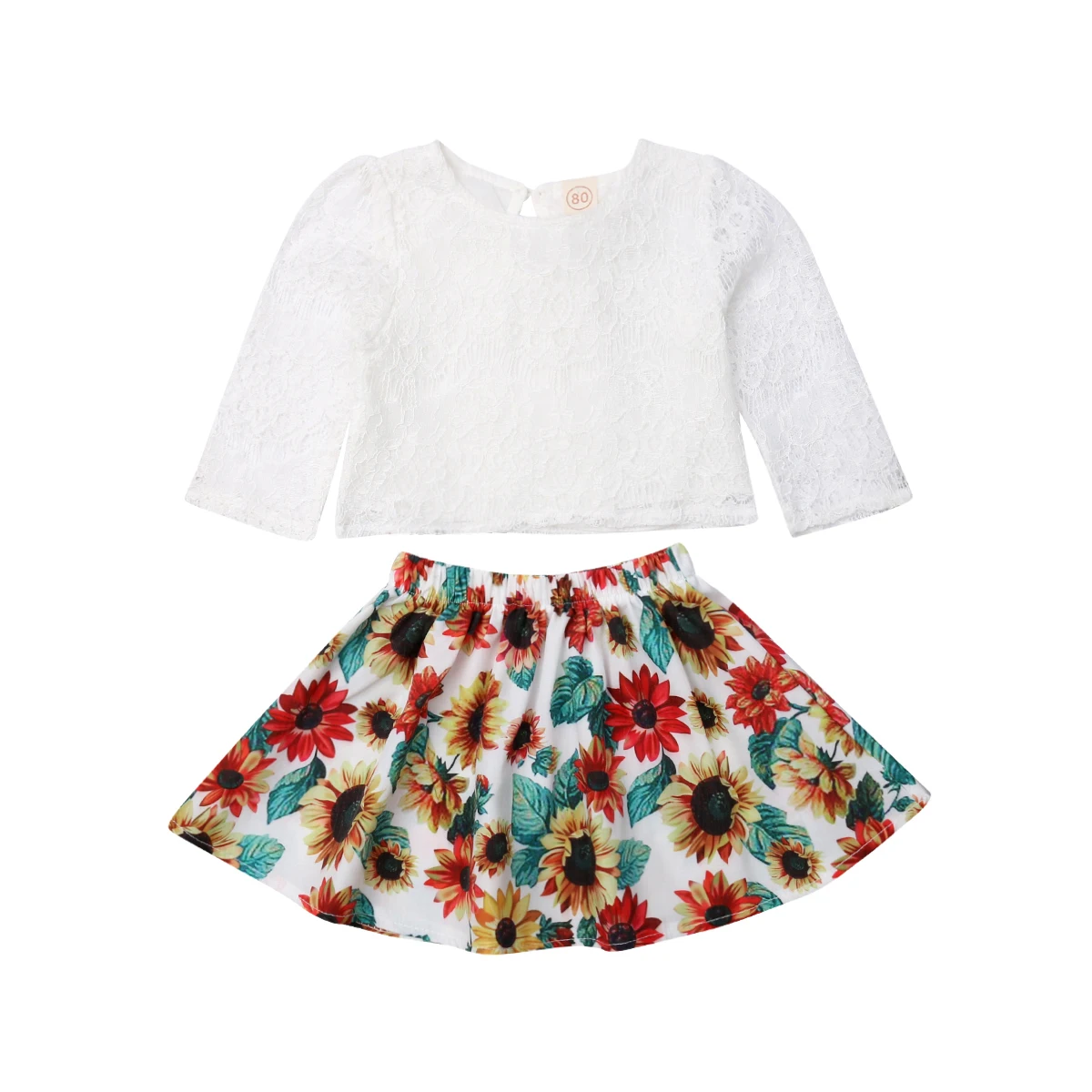 2 шт. кружевная футболка с длинным рукавом и юбка в виде подсолнуха | Мать ребенок