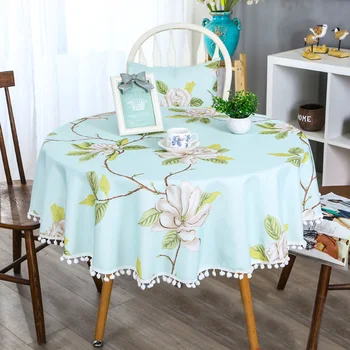 melhor Coreano Pastoral Rendas Mesa Redonda Pano à Prova Dwaterproof água Capa De Mesa Floral Impressão Borla Coffe Toalha De Mesa Para Decoração De Mesa De Jardim