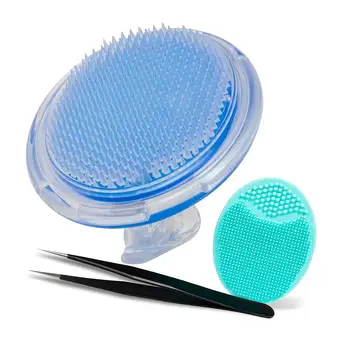 

makeup 3Pcs Facial Cleaning Brush Hair Beard Massage Comb Anti-static Tweezers Tools Facial Cleansing Brushes
