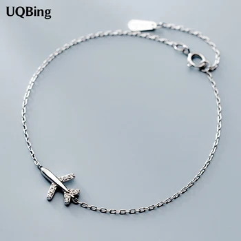 

Solid 925 Sterling Silver Zircon Airplane Charm Bracelets For Women 925 Sterling Silver Wholesale