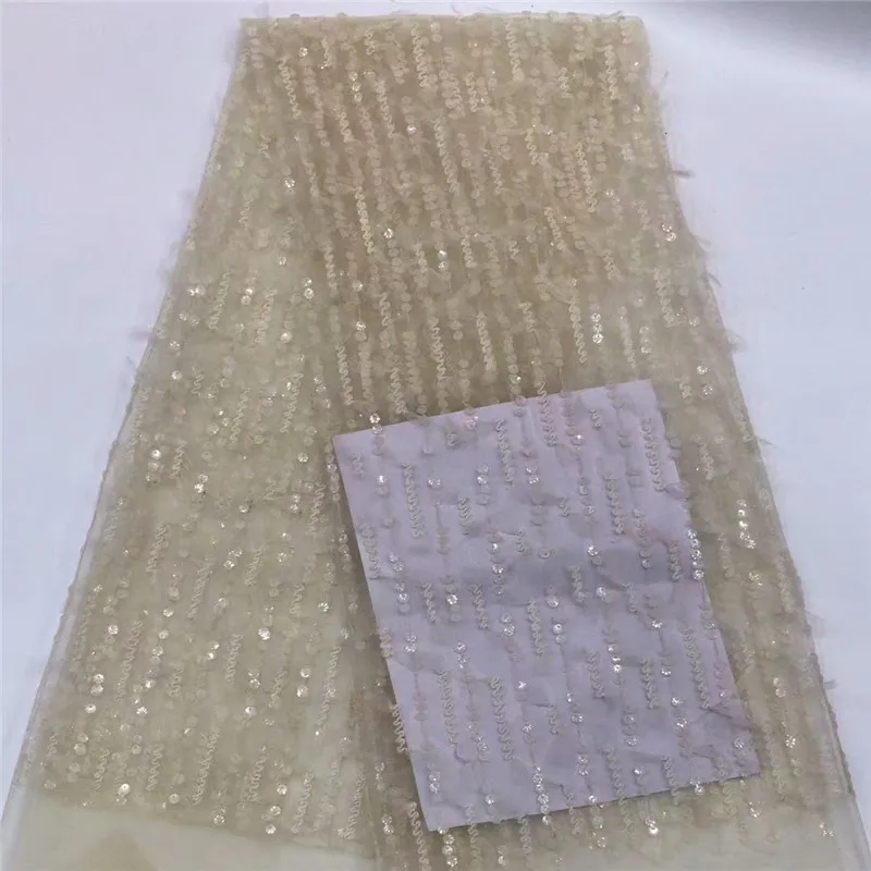 2019 gold Latest Designs African Lace Fabric French Net With white Sequins High Quality Beaded Tulle | Дом и сад