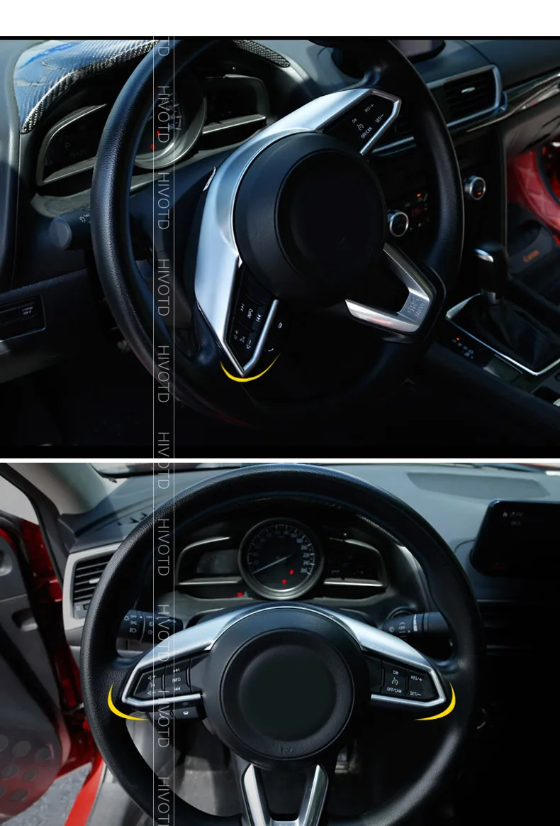 Hivotd для Mazda 3 Axela отделка рулевого колеса автомобиля ABS хромированная декоративная литьевая декоративная крышка отделка интерьера аксессуары