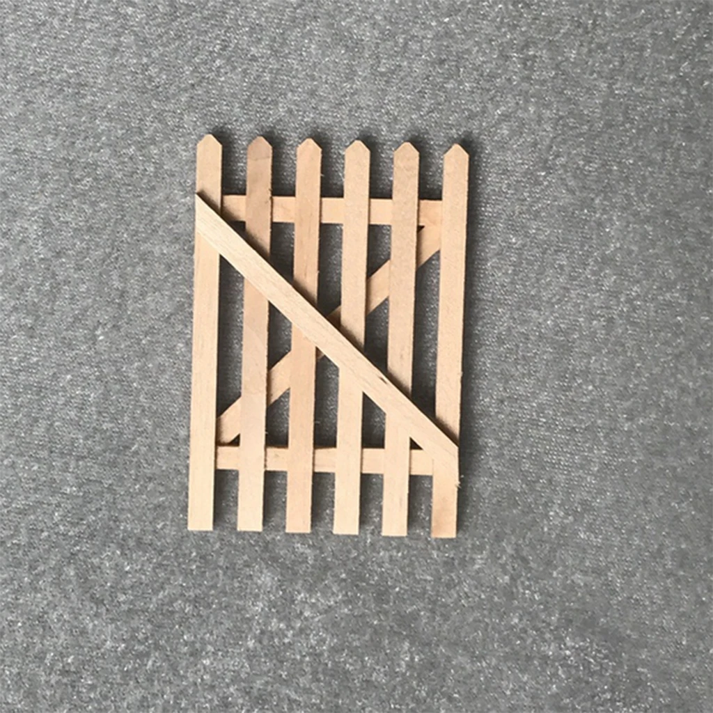 Unpainted 1/12 Dolls House Miniature Wooden Barrier Fence Gate Model DIY Accessories Collections