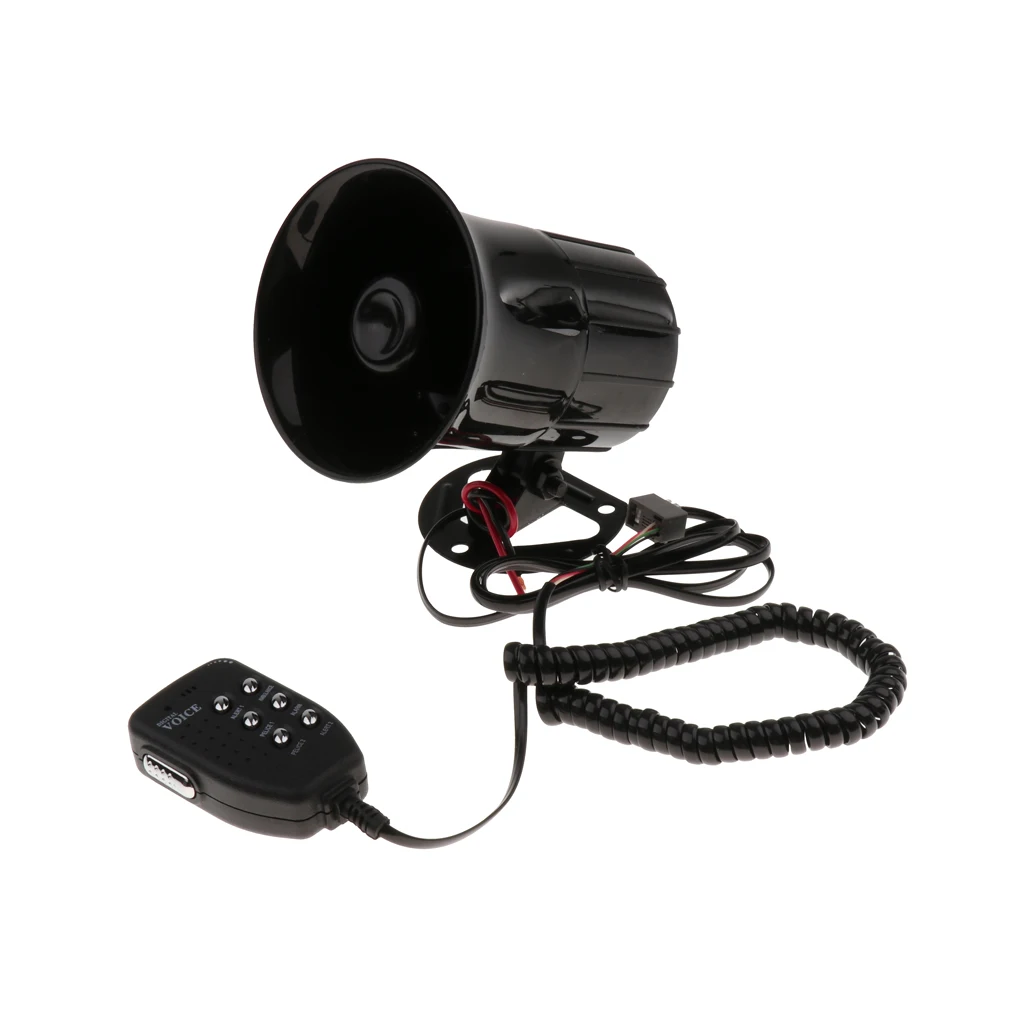 Easy Install Safety 12V Car Horns 6 Sound Siren Megaphone Speaker MIC 50W