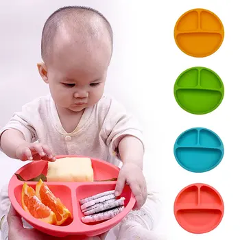 

Silicone Baby Dining Dish Tableware Food Storage Tableware Fruit Plates Kids Feeding Plates Bowls Anti-Drop Tray