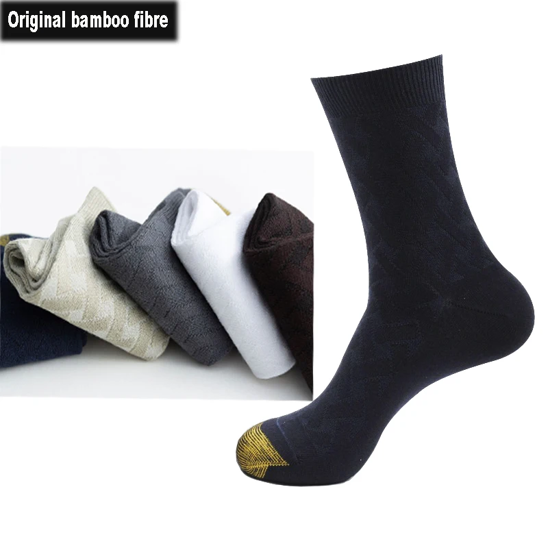 

2020 New Original Bamboo Fiber Men Business Socks Breathable Sweat-absorbent Casual Male Socks Antibacterial Comfortable Man Sox