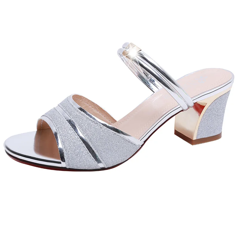 Woman Sandals Shoes Slippers Summer Style Wedges Pumps High Heels Peep Toe Slip On Bling Fashion Gladiator Shoes Women 