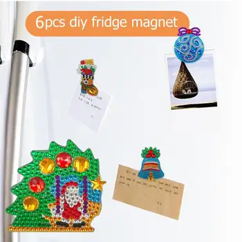 

4PCS /6PCS Xmas DIY Diamond Painting Fridge Magnet Special Shape Full Drill Diamond Embroidery Cross Stitch Refrigerator Magnets