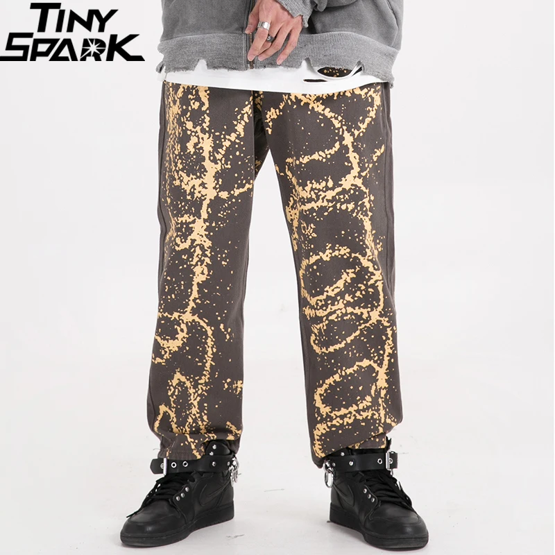 

2020 Men Hip Hip Pants Streetwear Graffiti Denim Pants Brown Vintage Denim Pants Harajuku Joggers Harem Trousers Hipster Cotton
