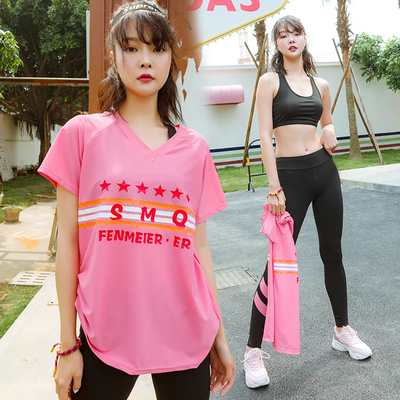 

2019 New Style Yoga Clothes Women's Summer Loose-Fit Cover Meat Slimming Beginners Morning Run Fitness Sports Set
