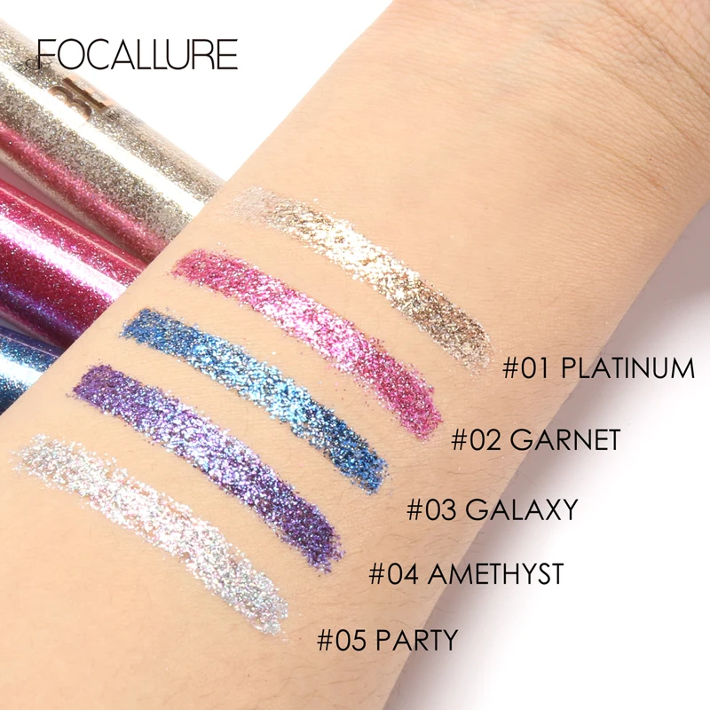 

FOCALLURE 5 Colors Pearlescent Liquid Eye Shadow Liner Waterproof Long Lasting Glitter Diamond Eyeshadow Sticks Makeup Cosmetics