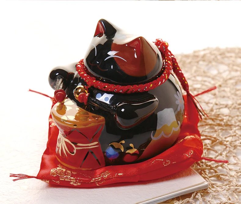 5,5 дюймов Lucky Cat Керамика Lucky Декор для дома, с изображением кота фарфоровое украшение Бизнес подарок Lucky Cat Копилка изделия фэн-шуй