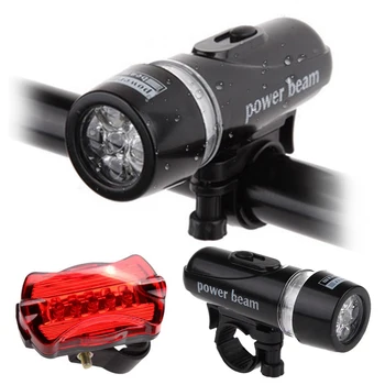 

5 LED Mountain Bicycle Head Light + Tail Light Set Cycling Waterproof Front Rear Lamp Suitable for Any Weather Headlight