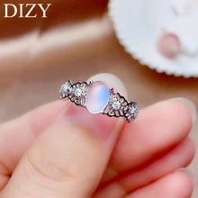 DIZY из натуральной 925 пробы, серебряное кольцо с драгоценным камнем для женщин, натуральный Овальный голубой лунный камень, хорошее свадебное ювелирное изделие для помолвки