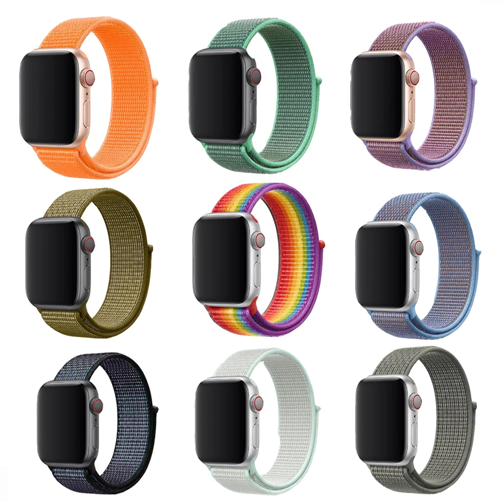 Большая распродажа цветной тканый нейлоновый спортивный ремешок для Apple Watch