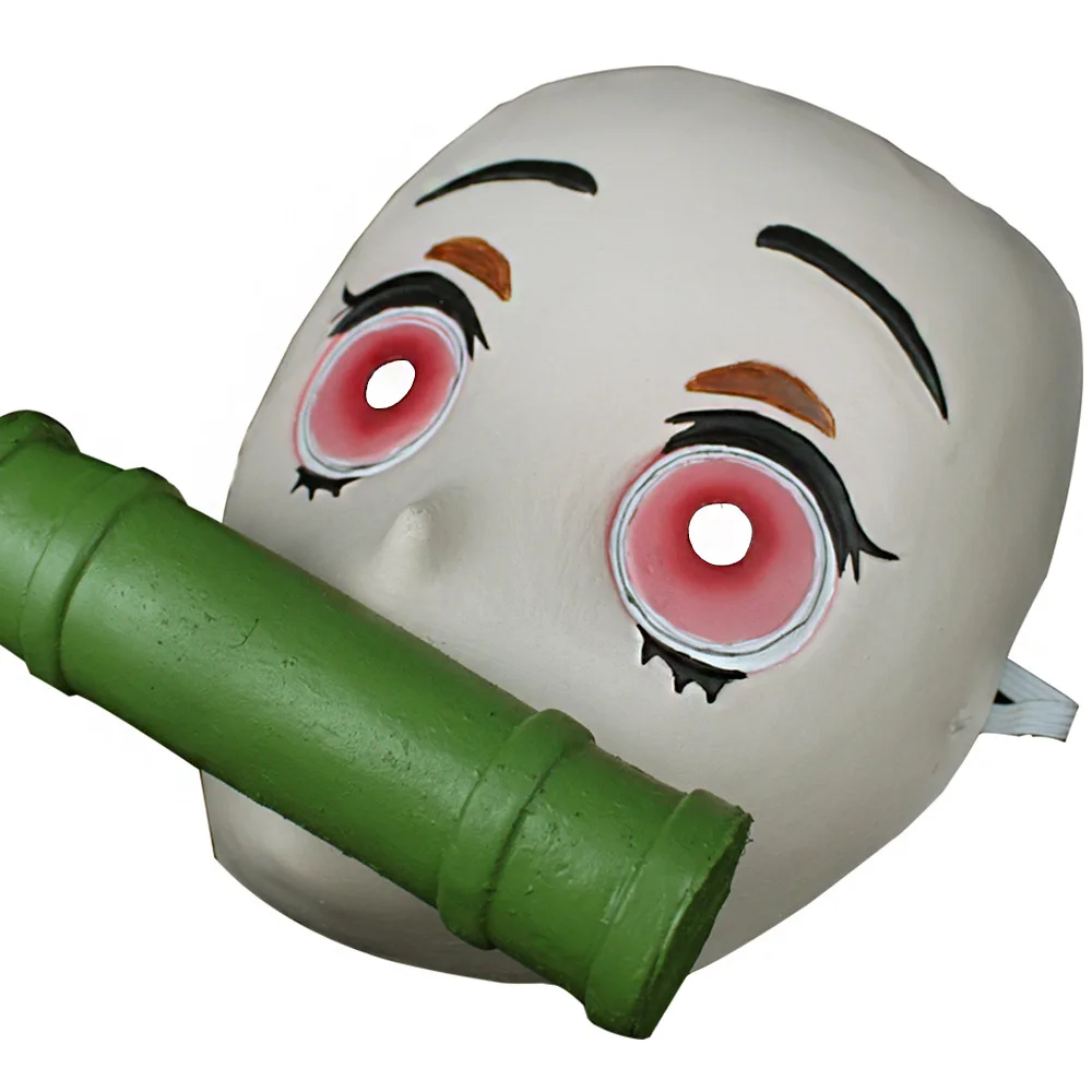 Аниме «Demon Slayer Kimetsu no Yaiba Kamado Nezuko», маски для косплея для женщин и девочек, латексная маска на половину лица, Вечерние Маски на Хэллоуин, карнавал, реквизит