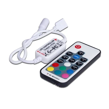 

4Pin DC5521 Connector 144W MINI 17keys RGB RF MINI RGB Controller For Constant Voltage RGB Lights
