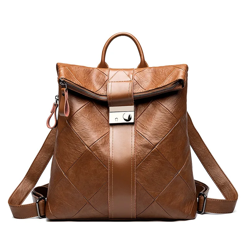 

Wholesale Bag Women's 2019 New Style Fashion Sheepskin Joint Backpack Women's Korean-style Versatile Lock Backpack Travel Bag