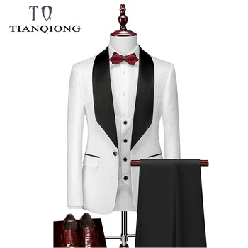 

TIAN QIONG 2 Pec Suit Men 2020 Luxury Brand Wedding Suits for Men High Quality Tuxedos Flowers Print Male Suits Prom Stage Wear