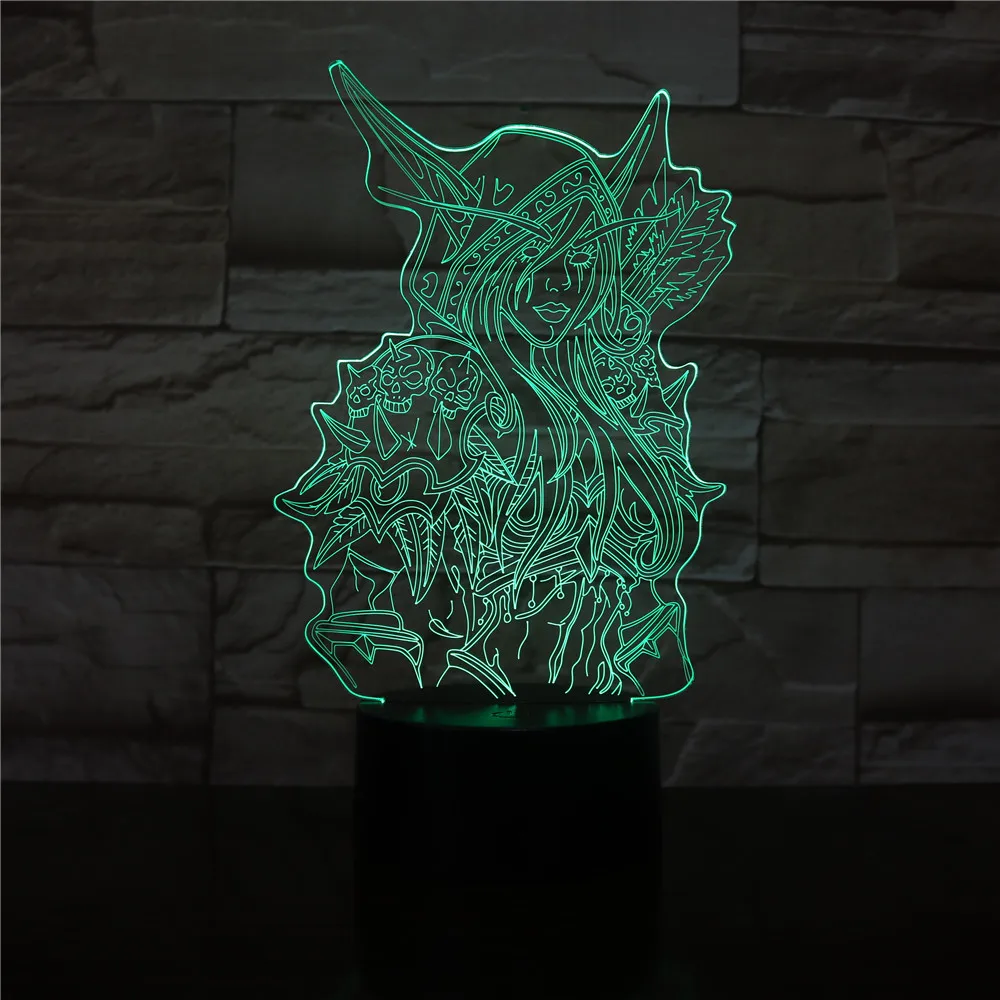 

Sylvanas Windrunner Wow 3D LED Lamp World Of Warcraft Children's Night Light Led Bedroom Decor Holiday Gift Kids Night Lamp USB