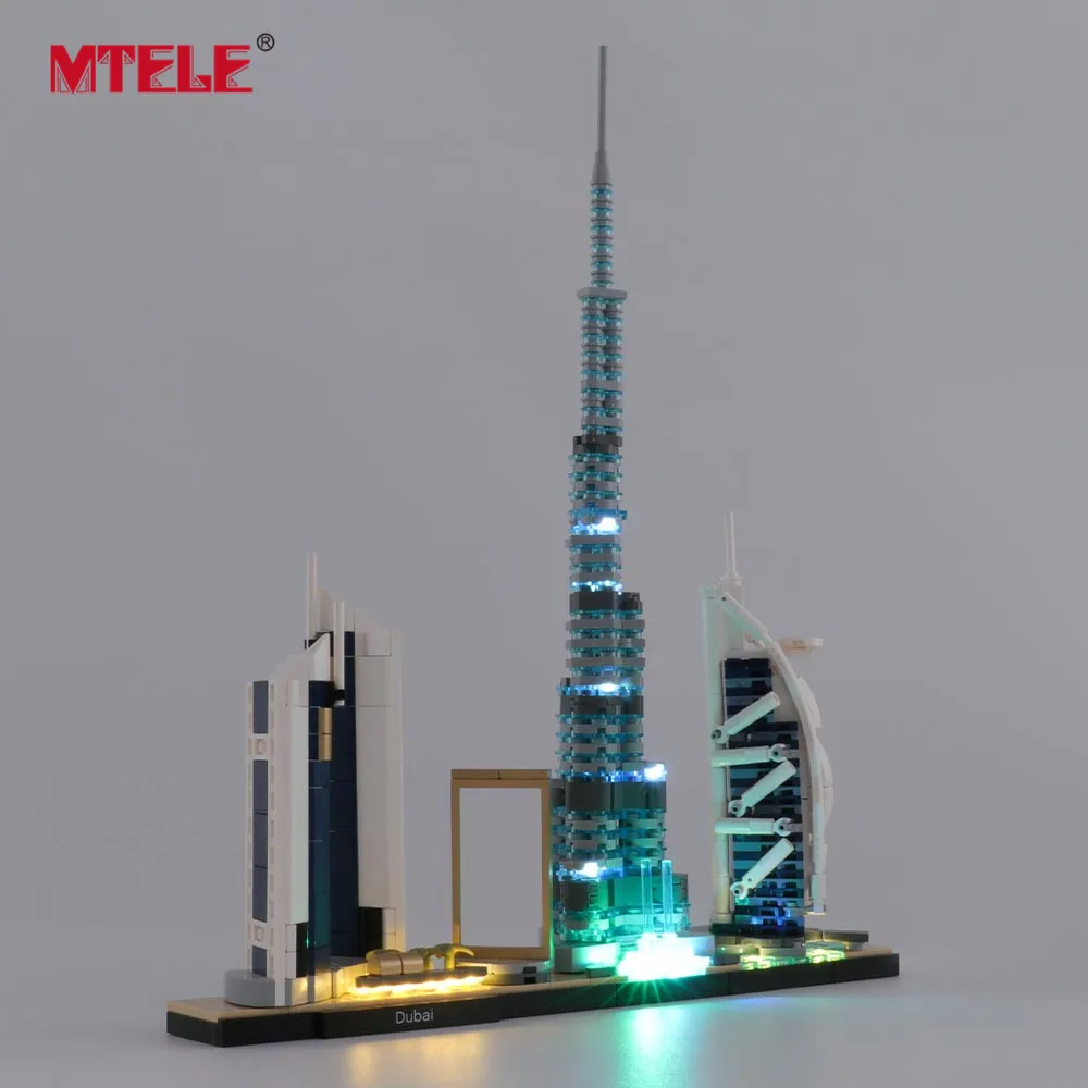 

MTELE Brand LED Light Up Kit For Architecture Dubai Skyline Collection Toys Lighting Set Compatible With 21052