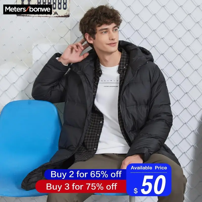 Metersbonwe новые зимние пуховики длинные толстые зимние пуховики мужские одноцветные модные пальто Верхняя одежда теплые 229390