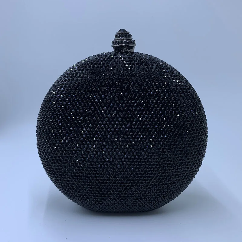 Black Розовый/темно-синий круглый жесткий чехол, сумочка-клатч с украшением в виде кристаллов, вечерние сумочки для женщин, обувь для вечеринки, выпускного, свадьбы, подходящая под платье - Цвет: Black