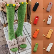 Женские пушистые теплые носки для девочек; повседневные плотные бархатные Гольфы с рождественским принтом; Милые удобные мягкие зимние забавные носки; sokken