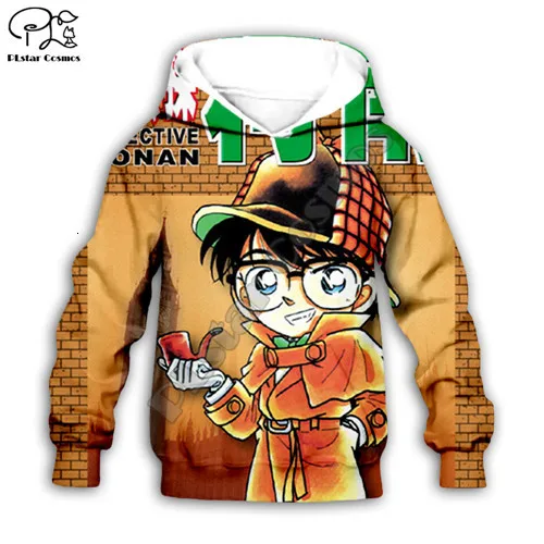 Kids hoodies Новинка; детская толстовка с капюшоном с 3D изображением детектива Конана; толстовка с принтом аниме; толстовка на молнии; футболка; уличная одежда для мальчиков и девочек; комплект для детей - Цвет: Kids hoodies